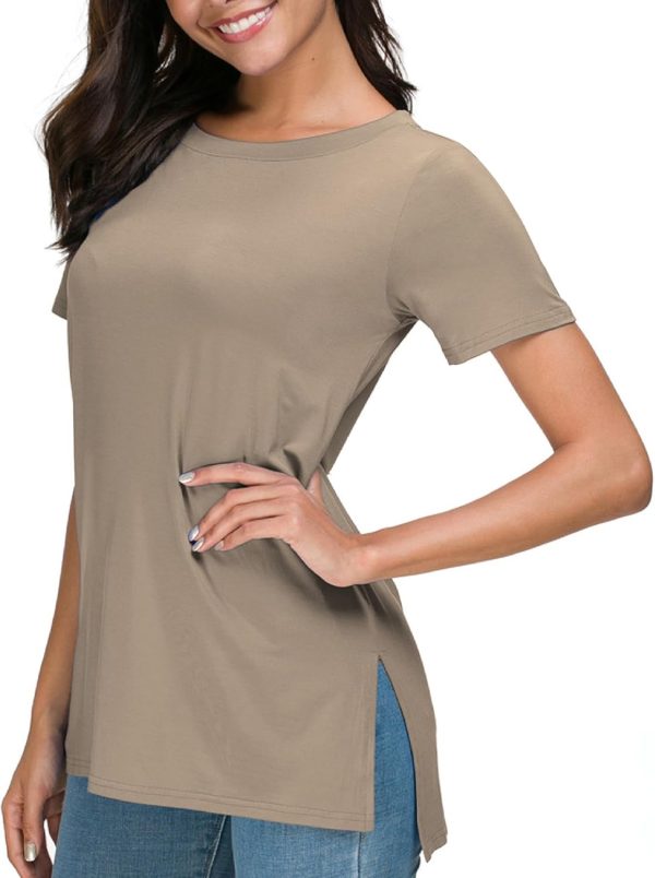 714dcck090L._AC_SL1500 Jngrtsyjvip Fashion Shirts Summer Women Casual Short Sleeve Tops T-Shirts Tees with Side Split