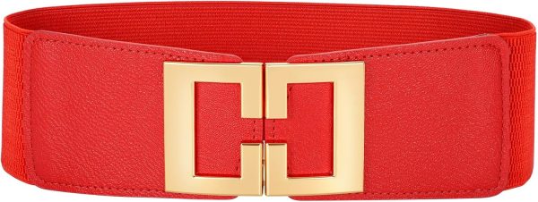 Jngrtsyjvip FashionWide Waist Belts for Women Dresses Vintage Elastic Belts Fashion Stretchy Belt with Gold Buckle