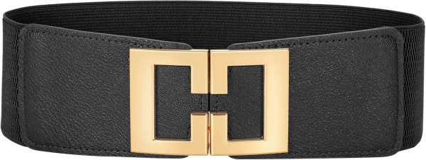 Jngrtsyjvip FashionWide Waist Belts for Women Dresses Vintage Elastic Belts Fashion Stretchy Belt with Gold Buckle