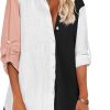 Jngrtsyjvip Fashion   Women Boyfriend Shirts Button Down Long Sleeve Blouse Cuffed Sleeve Collared Shirt