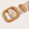 Jngrtsyjvip Fashion  Women's Round Buckle Elastic Straw Belts Boho Waist Belt