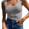 Jngrtsyjvip Fashion Womens Ribbed Tank Tops 2024 Summer Sleeveless Square Neck Shirts Casual Slim Fitted Knit Shirts