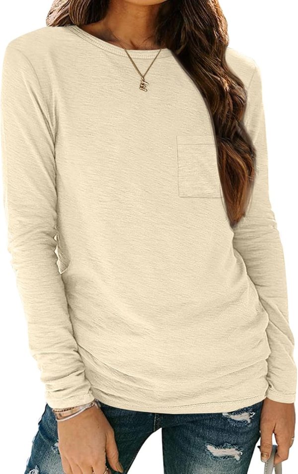 Jngrtsyjvip Fashion   Long Sleeve Shirts for Women 2024 Fall Fashion Crewneck Loose Fit Casual Tops Trendy Basics Outfits Clothes