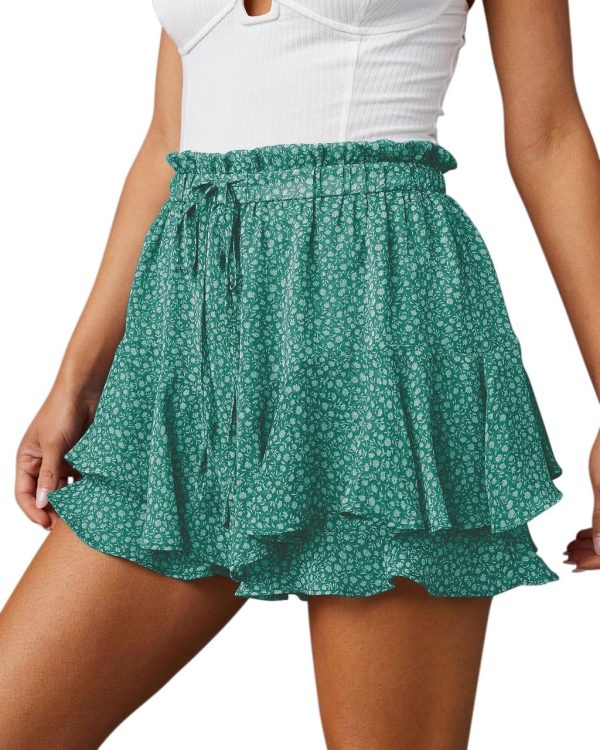 Jngrtsyjvip Fashion Shorts for Women Casual Boho Floral Skorts Ruffle Mini Skirts Running Tennis Butterfly Shorts Chiffon Shorts