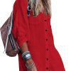Jngrtsyjvip Fashion   Women's Swimsuit Cover Up Summer Beachwear Button Down Shirt Bikini Bathing Suit Beach Coverup Mini Dresses