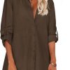 Jngrtsyjvip Fashion   Women Boyfriend Shirts Button Down Long Sleeve Blouse Cuffed Sleeve Collared Shirt