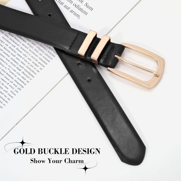 Jngrtsyjvip Fashion  Plus Size Women's Leather Belts for Jeans Pants Fashion Ladies Black Belt with Gold Buckle