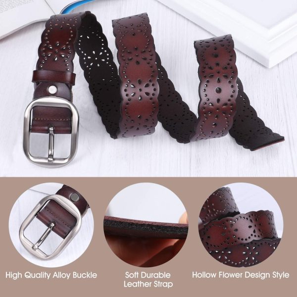 71Gs4pqBlfL._AC_SL1500 Jngrtsyjvip Fashion Women’s Hollow Flower Leather Belt for Jeans Pants Wide Belt for Ladies