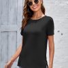 71H2aKUW1FL._AC_SL1500 Jngrtsyjvip Fashion Shirts Summer Women Casual Short Sleeve Tops T-Shirts Tees with Side Split