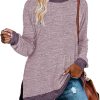 71JaNyRMxiL._AC_SL1500 Jngrtsyjvip Fashion Womens Crewneck Pullovers Color Block Long Sleeve Side Split Tunic Tops