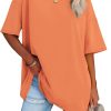 Jngrtsyjvip Fashion   Womens Oversized T Shirts V Neck Tees Half Sleeve Cozy Comfy Tunic 2024 Y2K Tops Casual