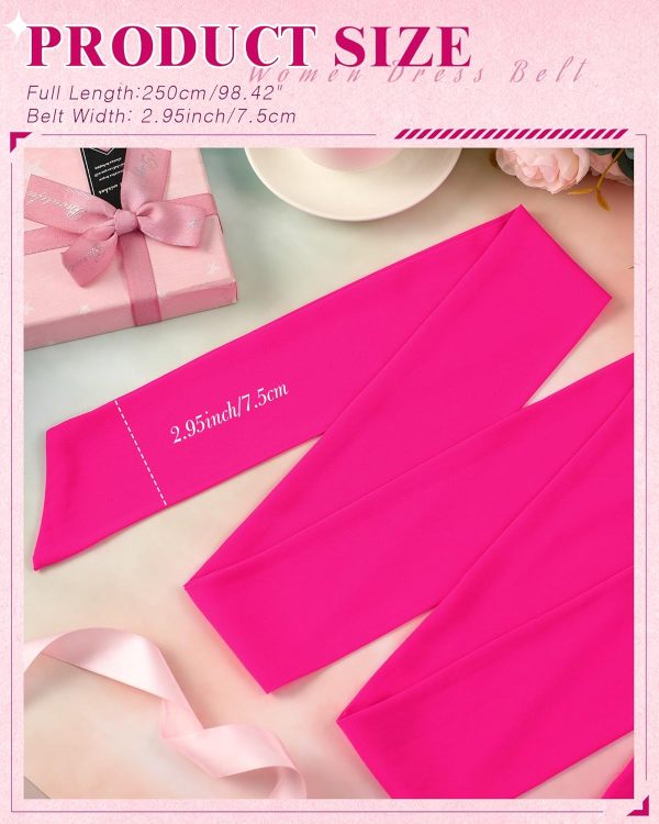 71MT236FDEL._AC_SL1500 Jngrtsyjvip FashionWomen Chiffon Sash Belt Dress Sash Waist Bridal Wedding Belt 50s Belt Accessories 3'' Wide