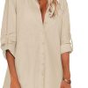 Jngrtsyjvip Fashion   Women Boyfriend Shirts Button Down Long Sleeve Blouse Cuffed Sleeve Collared Shirt