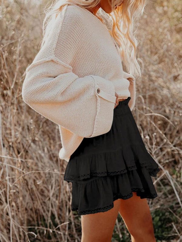 Jngrtsyjvip Fashion Shorts for Women Casual Boho Ruffle Tiered Skorts High Waist Mini Skirts Golf Tennis Crochet Shorts