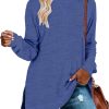 Jngrtsyjvip Fashion  Womens Casual Long Sleeve T Shirts Casual Blouses Trendy Tops Side Split Tunics