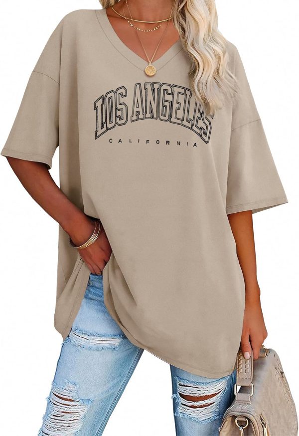 Jngrtsyjvip Fashion   Womens Oversized T Shirts V Neck Tees Half Sleeve Cozy Comfy Tunic 2024 Y2K Tops Casual