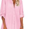 Jngrtsyjvip Fashion   Women Boyfriend Shirts Button Down Long Sleeve Blouse Cuffed Sleeve Collared Shirt