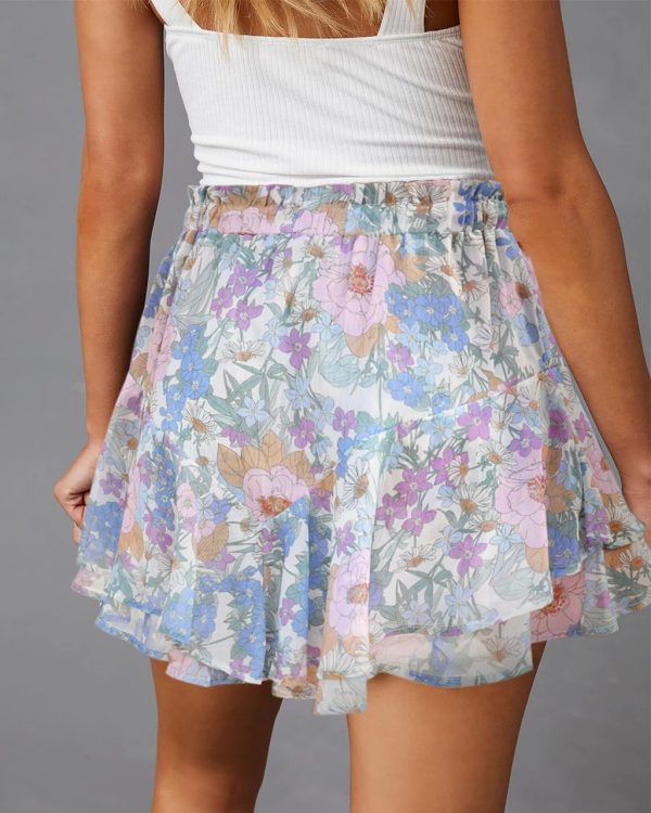 Jngrtsyjvip Fashion Shorts for Women Casual Boho Floral Skorts Ruffle Mini Skirts Running Tennis Butterfly Shorts Chiffon Shorts