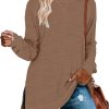 Jngrtsyjvip Fashion  Womens Casual Long Sleeve T Shirts Casual Blouses Trendy Tops Side Split Tunics