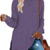 Jngrtsyjvip Fashion  Womens Casual Long Sleeve T Shirts Casual Blouses Trendy Tops Side Split Tunics