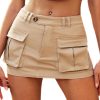 Jngrtsyjvip Fashion Women's Low Waist Mini Cargo Skirt Y2K, High-Stretch Bodycon Button Denim Skirt with Pockets