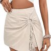 Jngrtsyjvip Fashion Women's High Waisted Fringe Trim Skort Ring Linked Wrap Casual Skirt Shorts