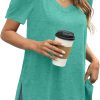 71Y26obnrzL._AC_SL1500 Jngrtsyjvip Fashion Summer Tops for Women Short Sleeve V Neck Shirts Side Split Loose Casual Tunic Tops