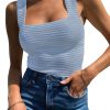 Jngrtsyjvip Fashion Womens Ribbed Tank Tops 2024 Summer Sleeveless Square Neck Shirts Casual Slim Fitted Knit Shirts
