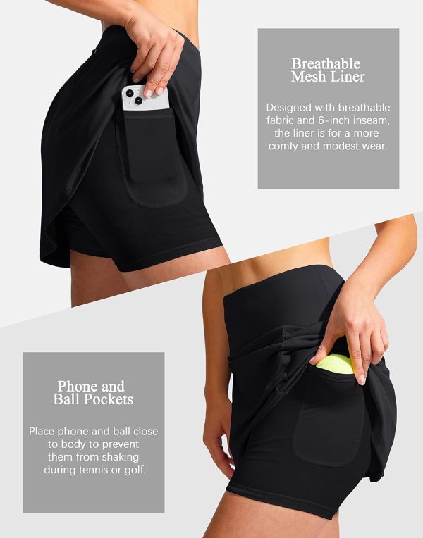 Jngrtsyjvip Fashion 19" Golf Skorts Skirts for Women Zipper Pockets Knee Length Skort Women's High Waist Athletic Tennis Skirt