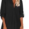 Jngrtsyjvip Fashion   Women Boyfriend Shirts Button Down Long Sleeve Blouse Cuffed Sleeve Collared Shirt