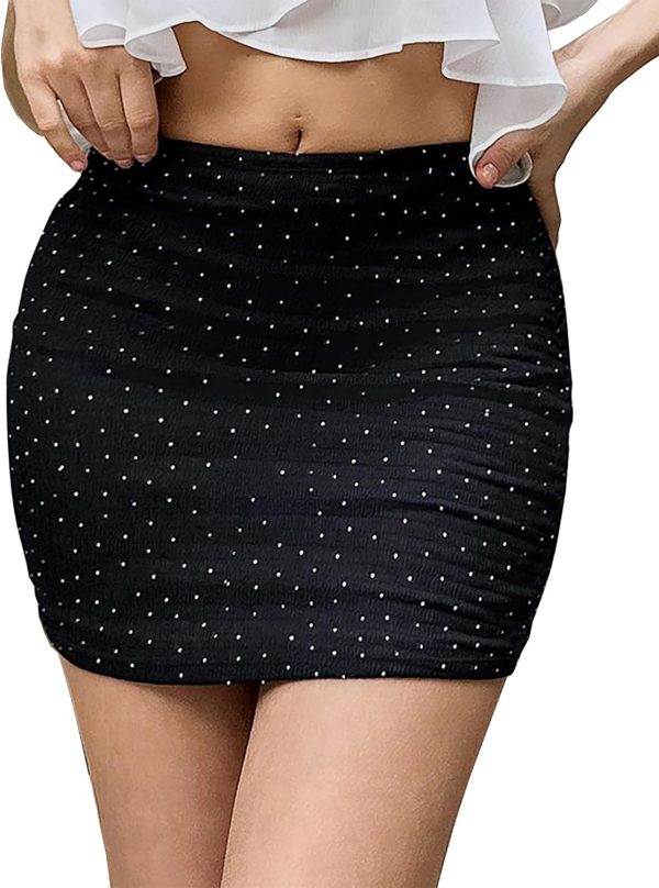 Jngrtsyjvip Fashion Women's Black Mini Skirt Sex Mid-Waist Elastic Bodycon Short Y2k Mini Skirts……