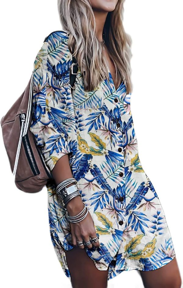 Jngrtsyjvip Fashion   Women's Swimsuit Cover Up Summer Beachwear Button Down Shirt Bikini Bathing Suit Beach Coverup Mini Dresses