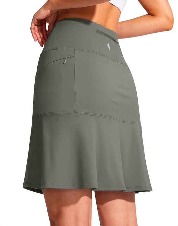 Jngrtsyjvip Fashion 19" Golf Skorts Skirts for Women Zipper Pockets Knee Length Skort Women's High Waist Athletic Tennis Skirt