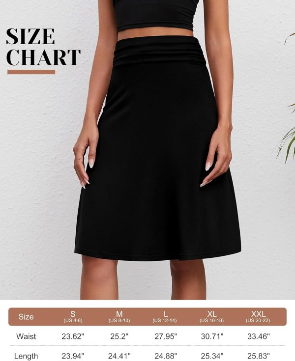 71buNJpNCEL._AC_SL1500 Jngrtsyjvip Fashion3 Pack Womens Midi Skirts Flowy Lightweight Knee Length Casual Elastic Waist Modest Flared Skirts Trendy Summer
