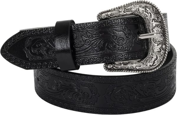 71eQiJC4KWL._AC_SL1500 Jngrtsyjvip Fashion Adjustable-Vintage-Western-Cowboy-Belt Women Men - Cowboy-Style Engraved-Buckle Belt for Jeans Pants Dresses