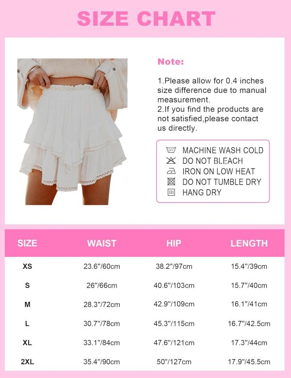Jngrtsyjvip Fashion Shorts for Women Casual Boho Ruffle Tiered Skorts High Waist Mini Skirts Golf Tennis Crochet Shorts
