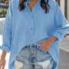 Jngrtsyjvip Fashion   Womens Oversized Button Down Shirts Casual Loose Long Sleeve Solid Lapel Long Blouses Tops with Pockets