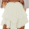Jngrtsyjvip Fashion Shorts for Women Casual Boho Ruffle Tiered Skorts High Waist Mini Skirts Golf Tennis Crochet Shorts