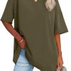 Jngrtsyjvip Fashion   Womens Oversized T Shirts V Neck Tees Half Sleeve Cozy Comfy Tunic 2024 Y2K Tops Casual