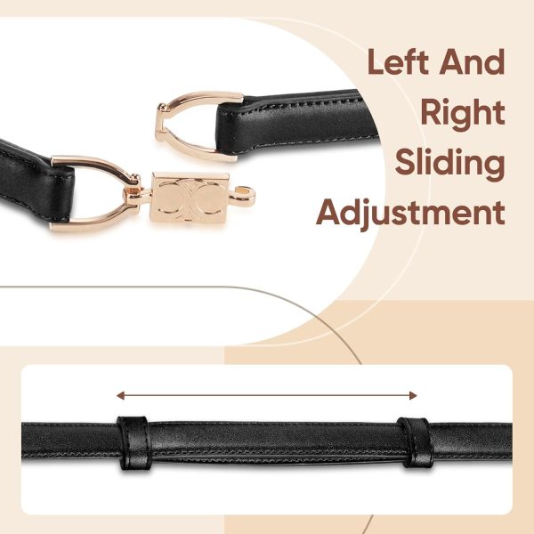 Jngrtsyjvip FashionWomen Leather Belts for Dress Jeans Belt with Gold Buckle Skinny Waist Adjustable Belts for Lady