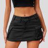 Jngrtsyjvip Fashion High Stretchy Cargo Skirt for Women, Low Waist Y2k Mini Skirt Cute Denim Skirt with Pockets