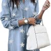 Jngrtsyjvip Fashion   Women Denim Shirt Dresses Long Sleeve Distressed Jean Dress Button Down Casual Tunic Top