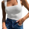 Jngrtsyjvip Fashion Womens Ribbed Tank Tops 2024 Summer Sleeveless Square Neck Shirts Casual Slim Fitted Knit Shirts