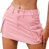 Jngrtsyjvip Fashion High Stretchy Cargo Skirt for Women, Low Waist Y2k Mini Skirt Cute Denim Skirt with Pockets