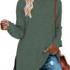 Jngrtsyjvip Fashion  Womens Casual Long Sleeve T Shirts Casual Blouses Trendy Tops Side Split Tunics