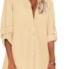 Jngrtsyjvip Fashion   Women Boyfriend Shirts Button Down Long Sleeve Blouse Cuffed Sleeve Collared Shirt