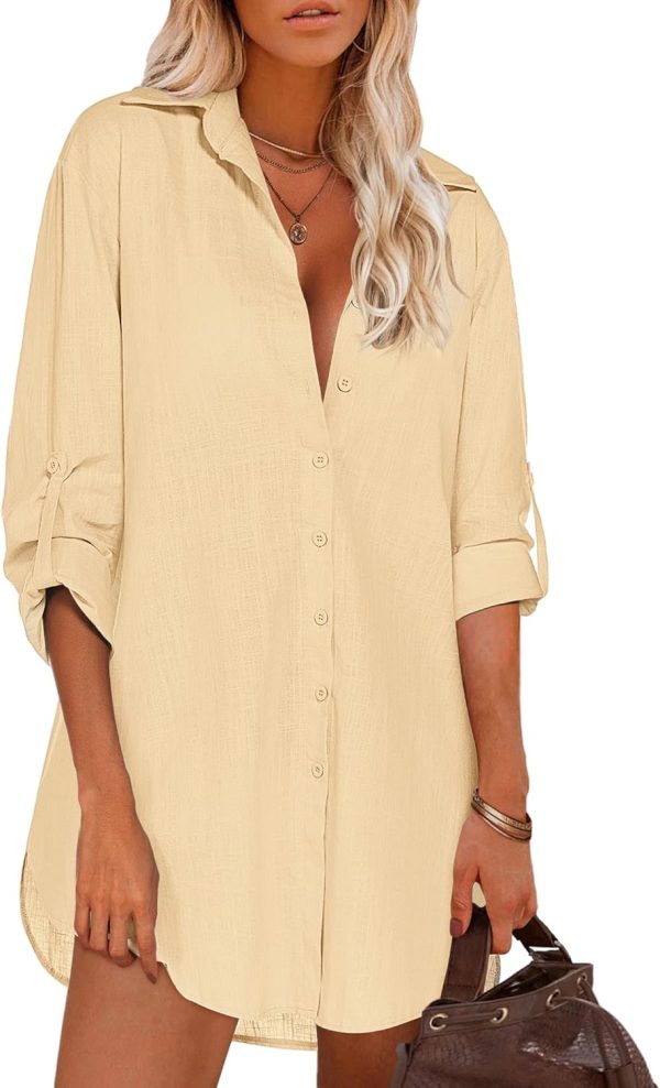 Jngrtsyjvip Fashion   Women Boyfriend Shirts Button Down Long Sleeve Blouse Cuffed Sleeve Collared Shirt