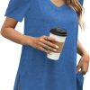 71kIyAUwRCL._AC_SL1500 Jngrtsyjvip Fashion Summer Tops for Women Short Sleeve V Neck Shirts Side Split Loose Casual Tunic Tops