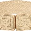 Jngrtsyjvip Fashion  Women's Symmetrical Buckle Straw Belts Wide Belt Elastic Waistband