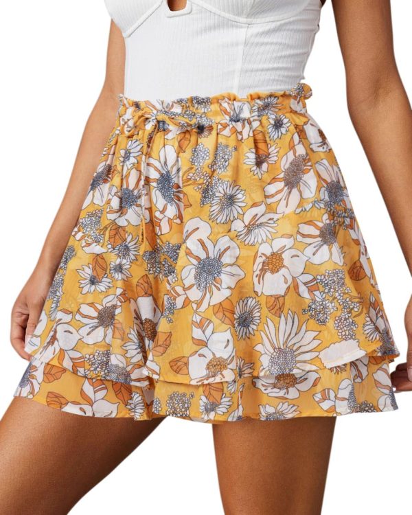 Jngrtsyjvip Fashion Shorts for Women Casual Boho Floral Skorts Ruffle Mini Skirts Running Tennis Butterfly Shorts Chiffon Shorts